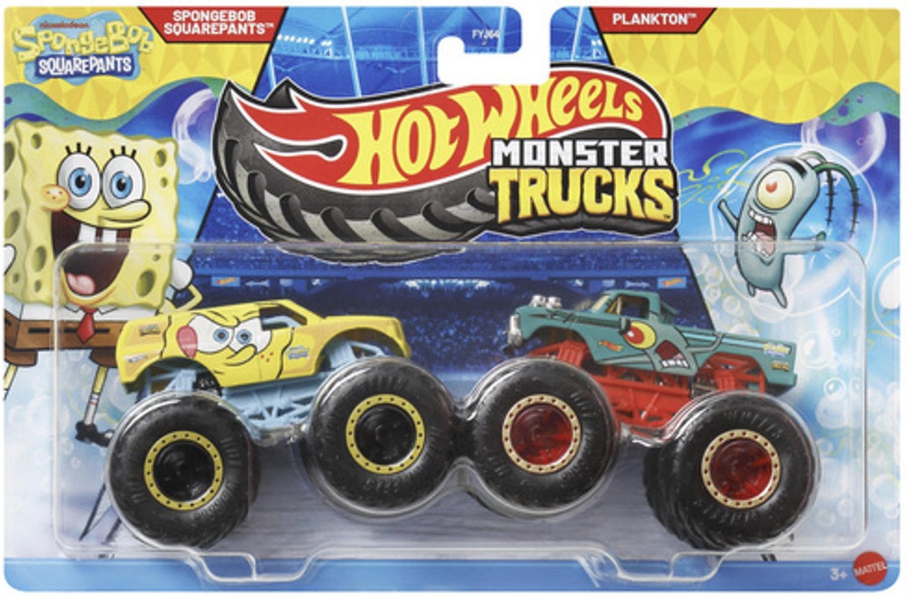 Hot Wheels Monster Trucks 1:64 - 2-Pack - Spongebob Squarepants and Plankton