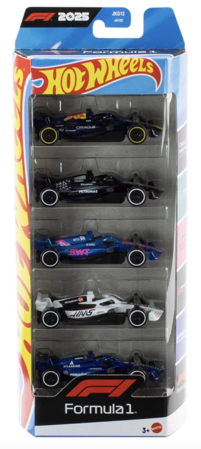 Hot Wheels Cadeauset met 5 Auto's - Formula 1 (JLN11)