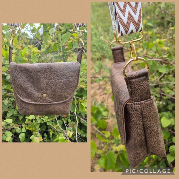 Sac bandoulière réglable simili cuir marron modèle AURORE