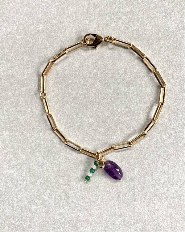 Link Chain Bracelet Amethist