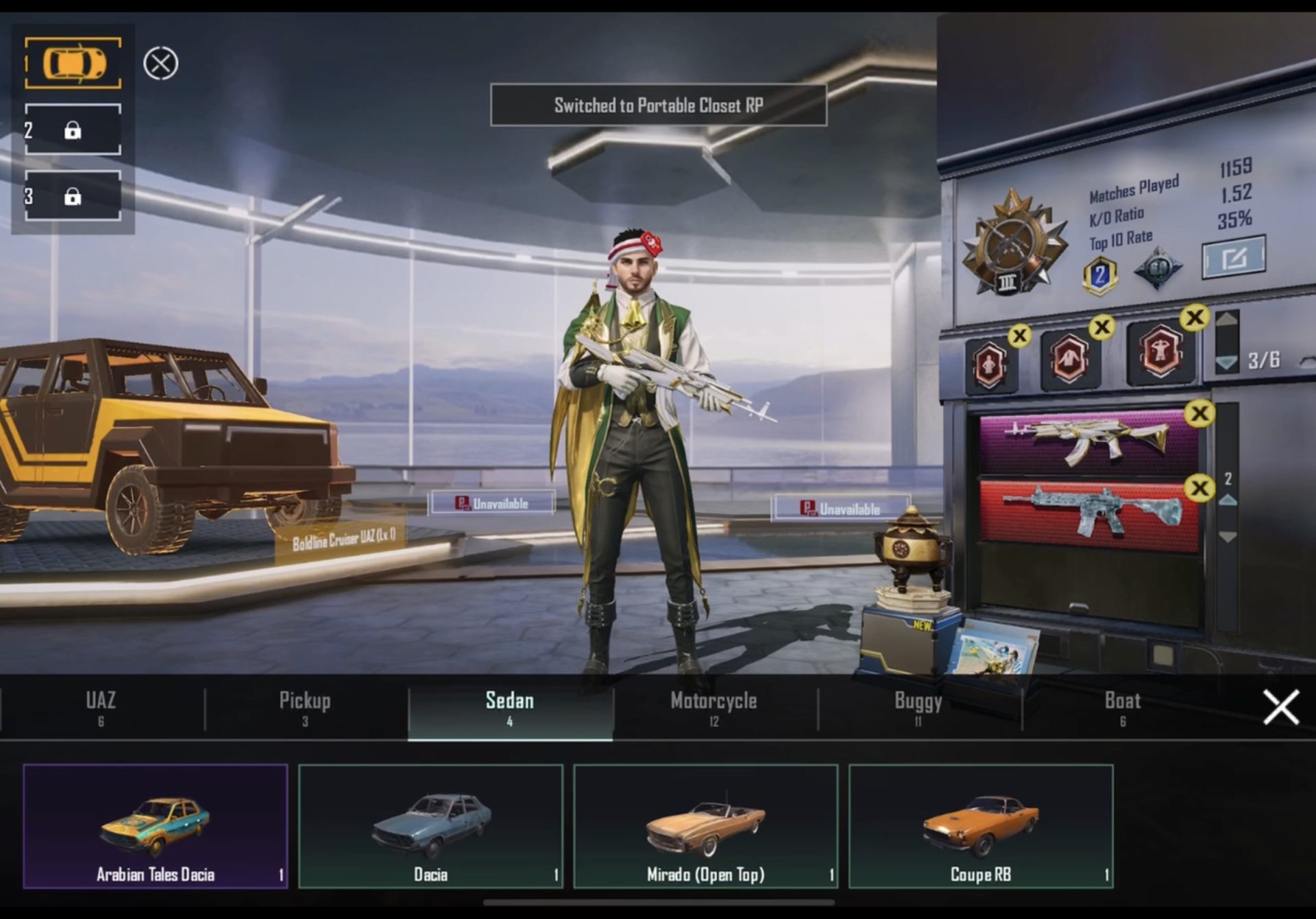 M416 Glacier lvl 7, UMP Marin lvl 4, 94/300 Mythic fashion