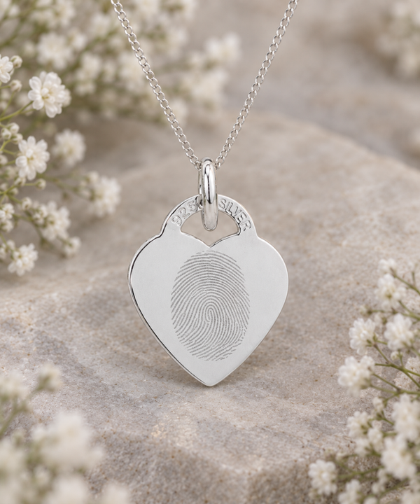 Sterling Silver Fingerprint Heart Pendant