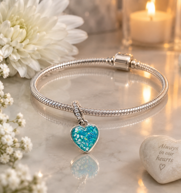 CZ Heart Memorial Dangle Charm
