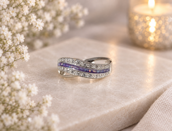 Wide Wave Memorial Ring