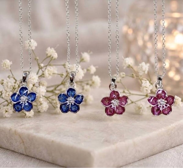 Forget Me Not CZ Memorial Pendant