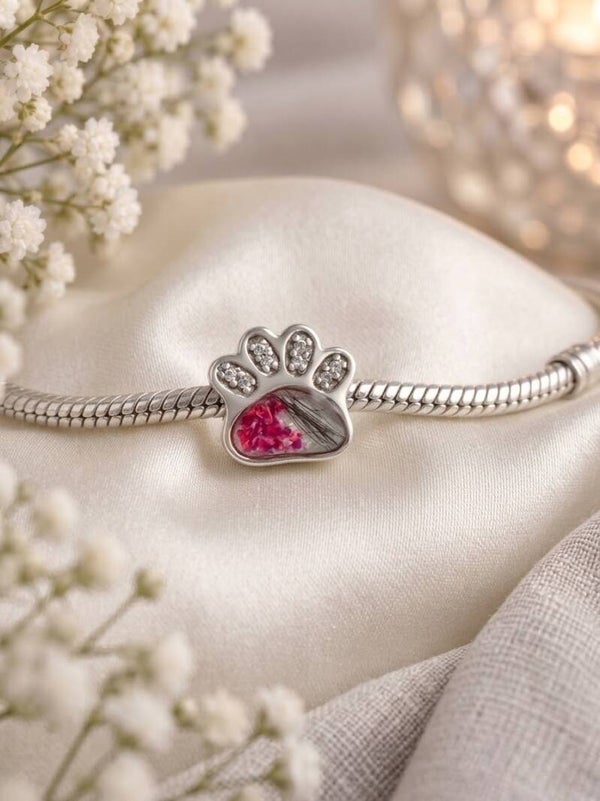 Paw Print CZ Memorial Charm