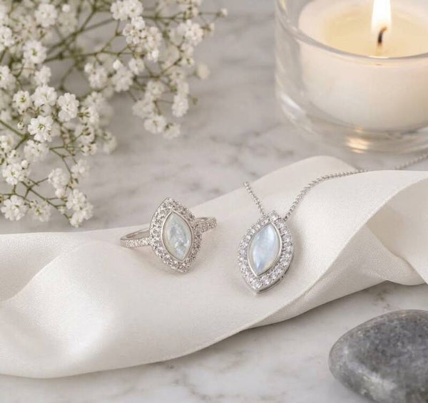 Marquise Pendant & Ring Memorial Set