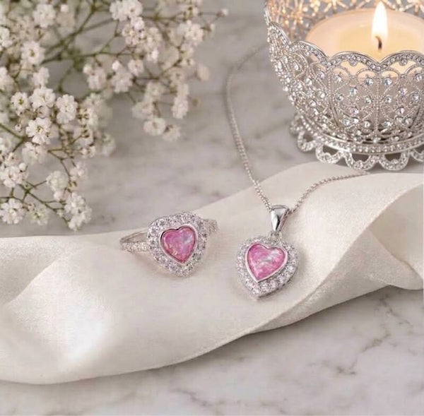 Heart Pendant & Ring Memorial Set