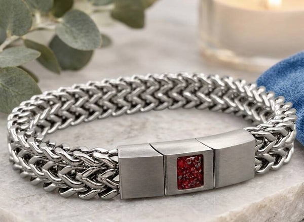 Stainless steel memorial bracelet