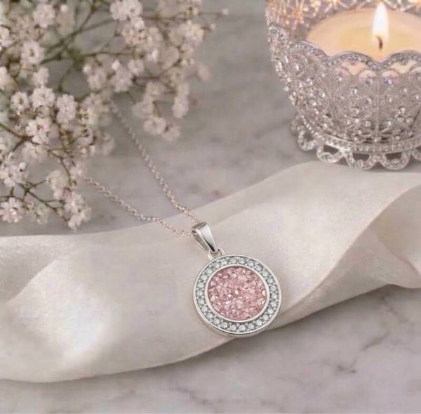 Round Sparkle Sterling Silver Memorial Pendant
