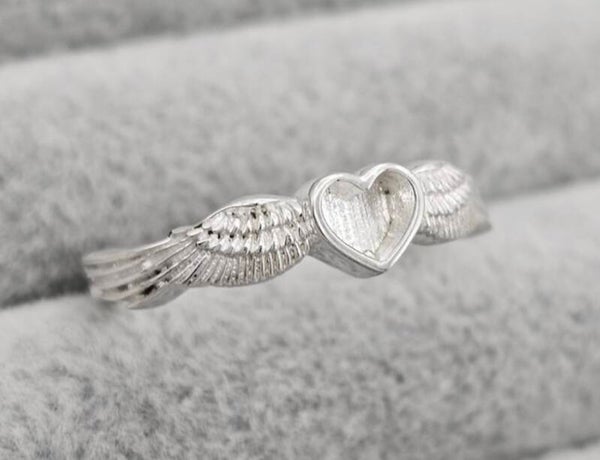 Angel wing heart ring