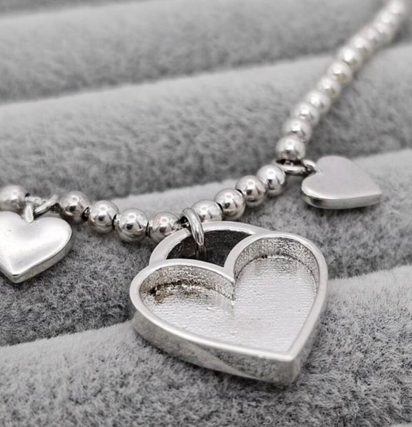 Triple heart adjustable beaded bracelet