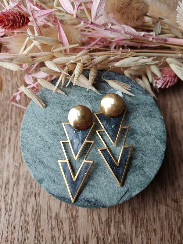 Oorbel: goud met grijs Special edition