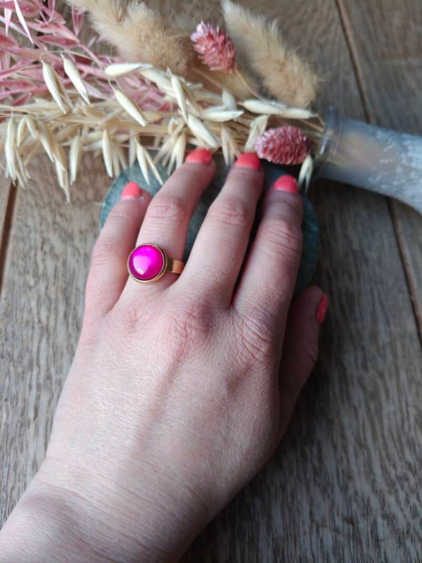 Ring: verstelbare ring donkerroze