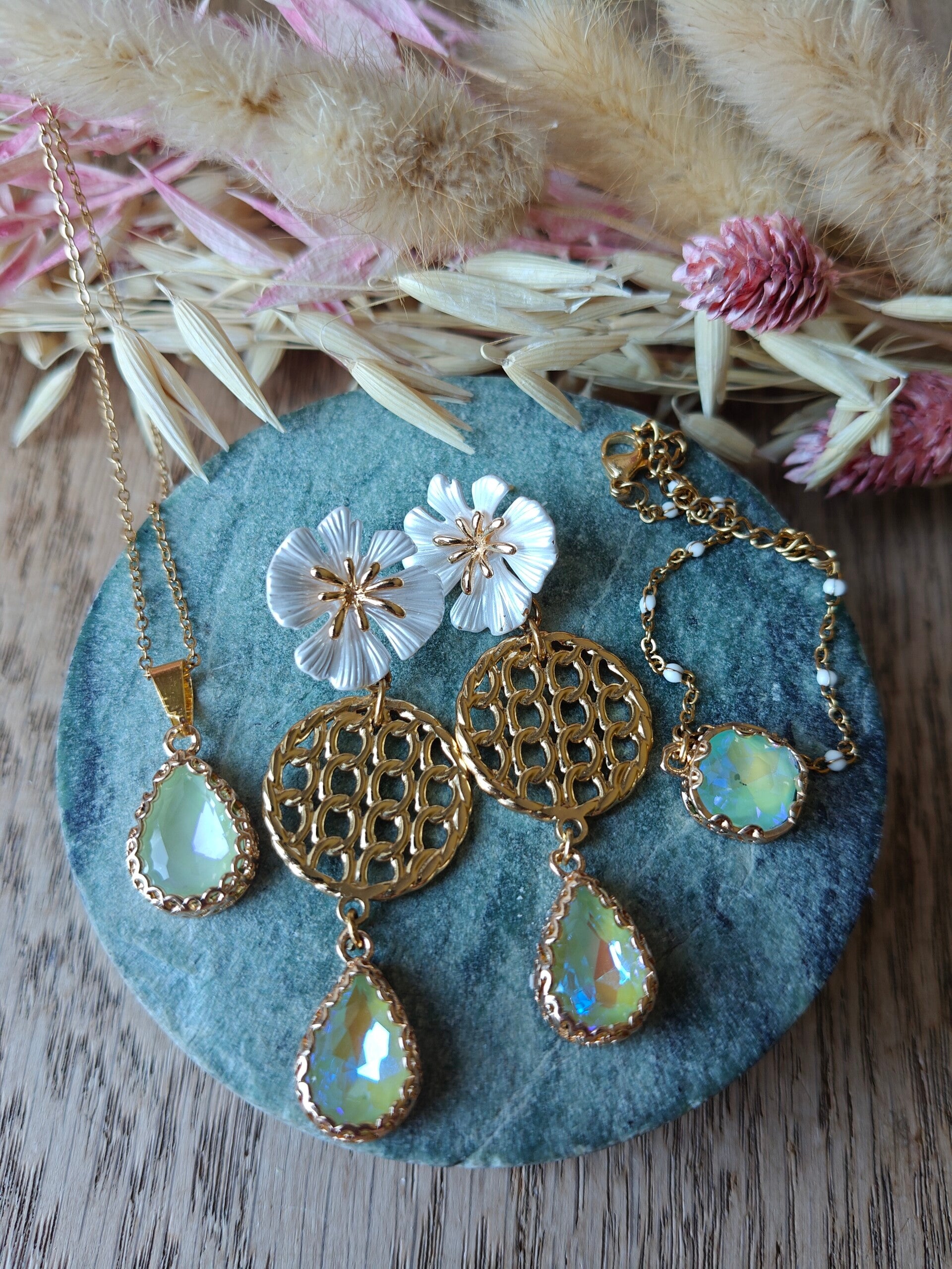 Juwelenset: pastelgroen