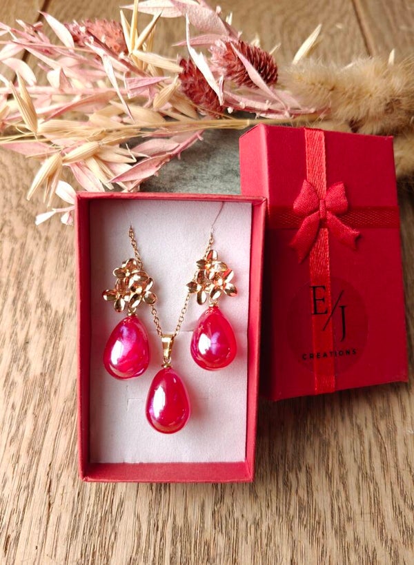 Oorbel: rood/roze oorbellen (zonder ketting)