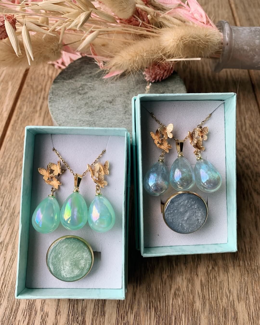 Juwelenset lichtgroen of lichtblauw