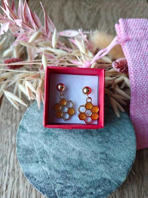 Oorbel: Honingstructuur oorbel