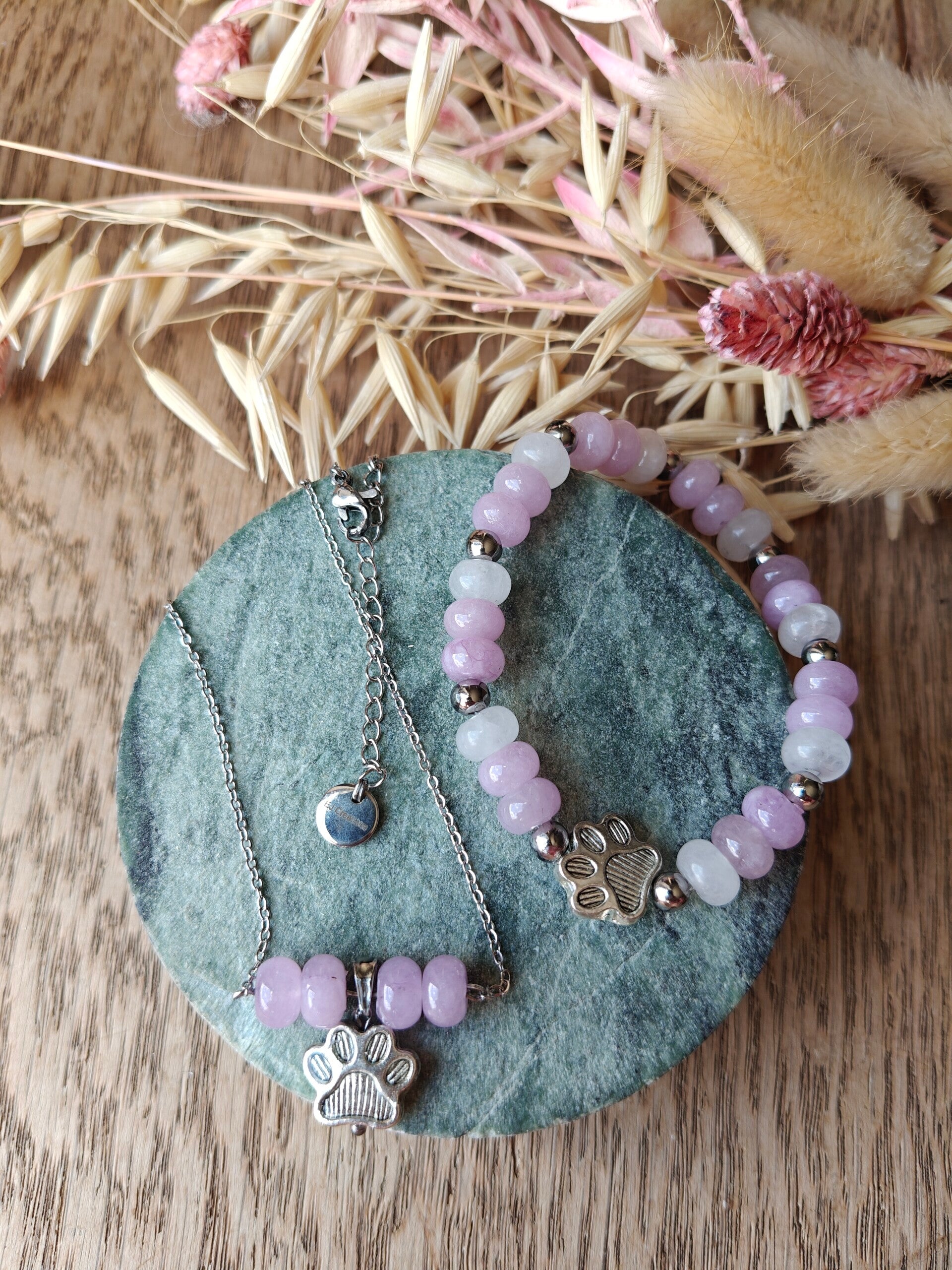 Juwelenset: lila juwelensetjes met hondenpootje