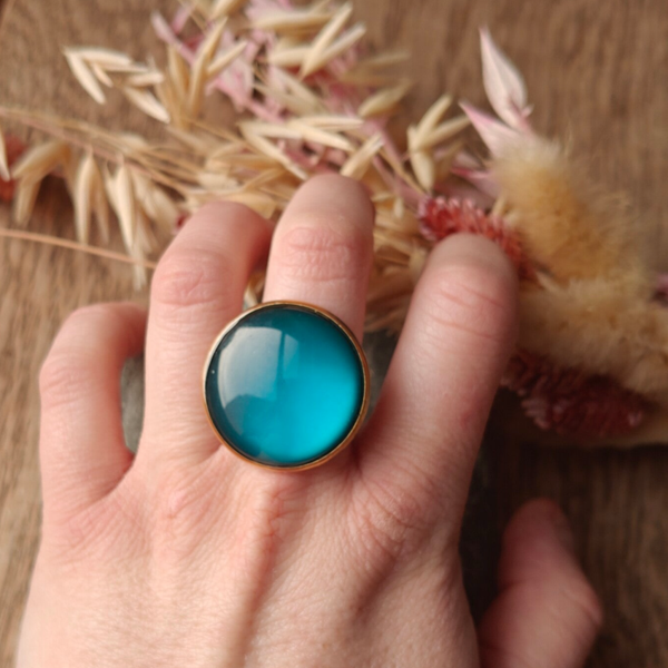 Ring B8: blauwe verstelbare ring