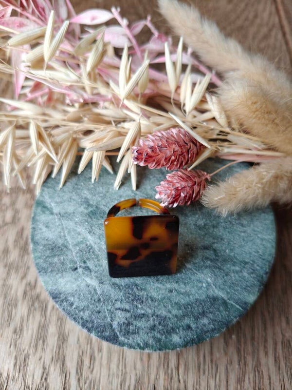 Ring: vierkante ring met dierenprint