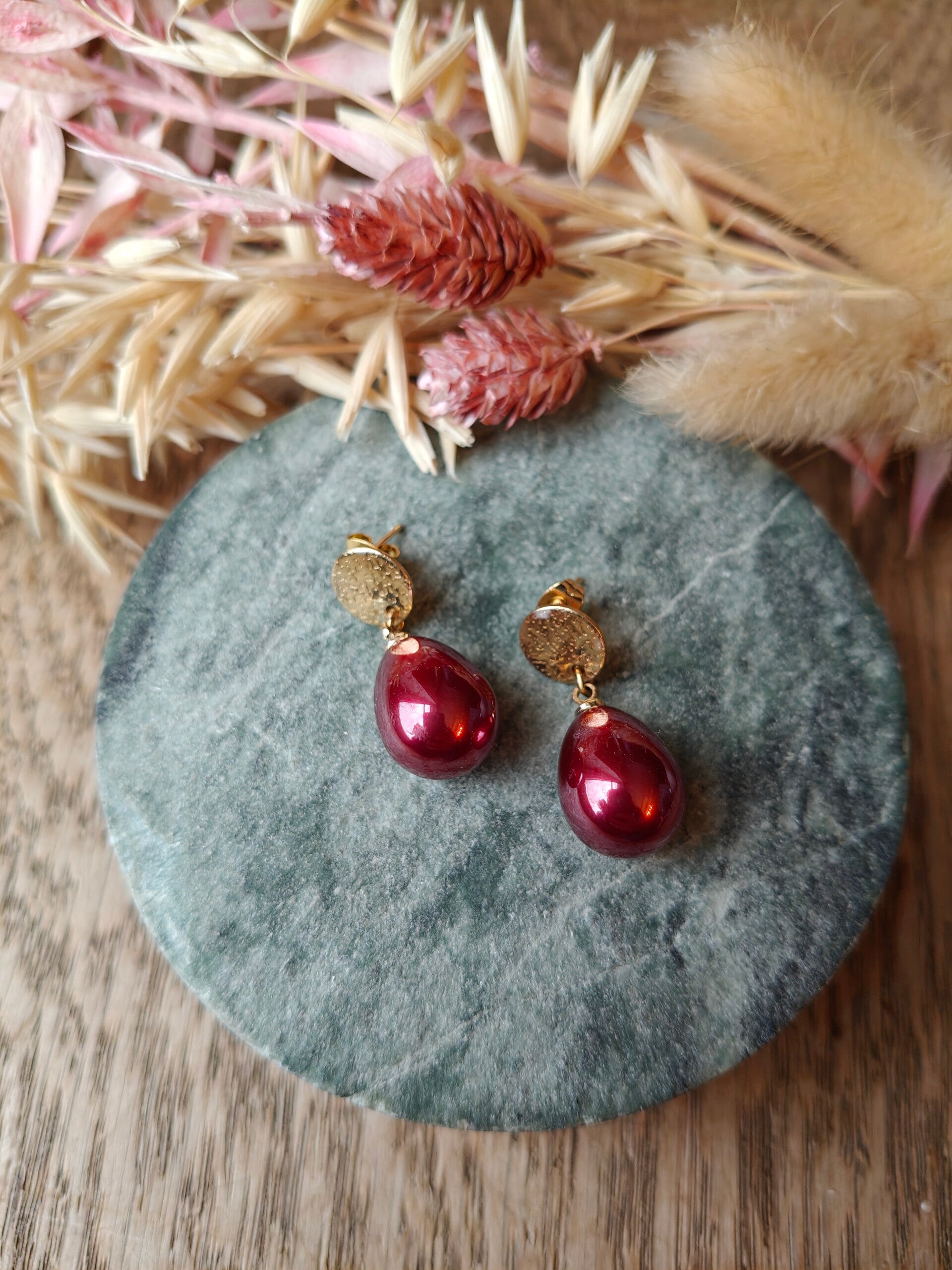 Oorbellen: Bordeaux rode oorbel