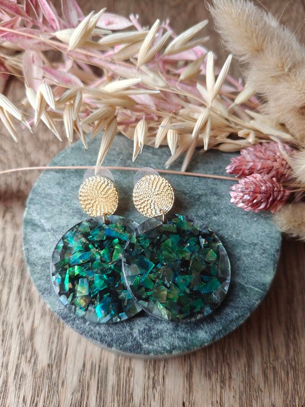 Oorbel: groene oorbellen met kleurschakeringen