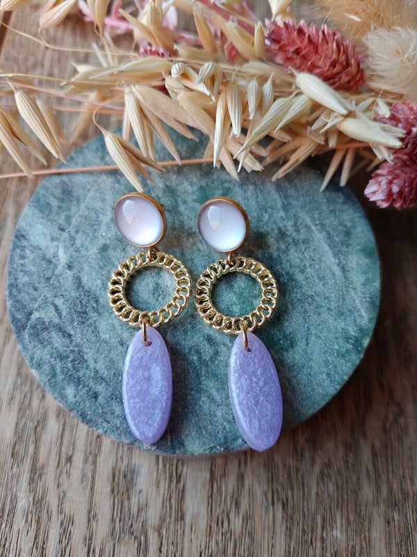 Oorbel PA18: lila oorbel