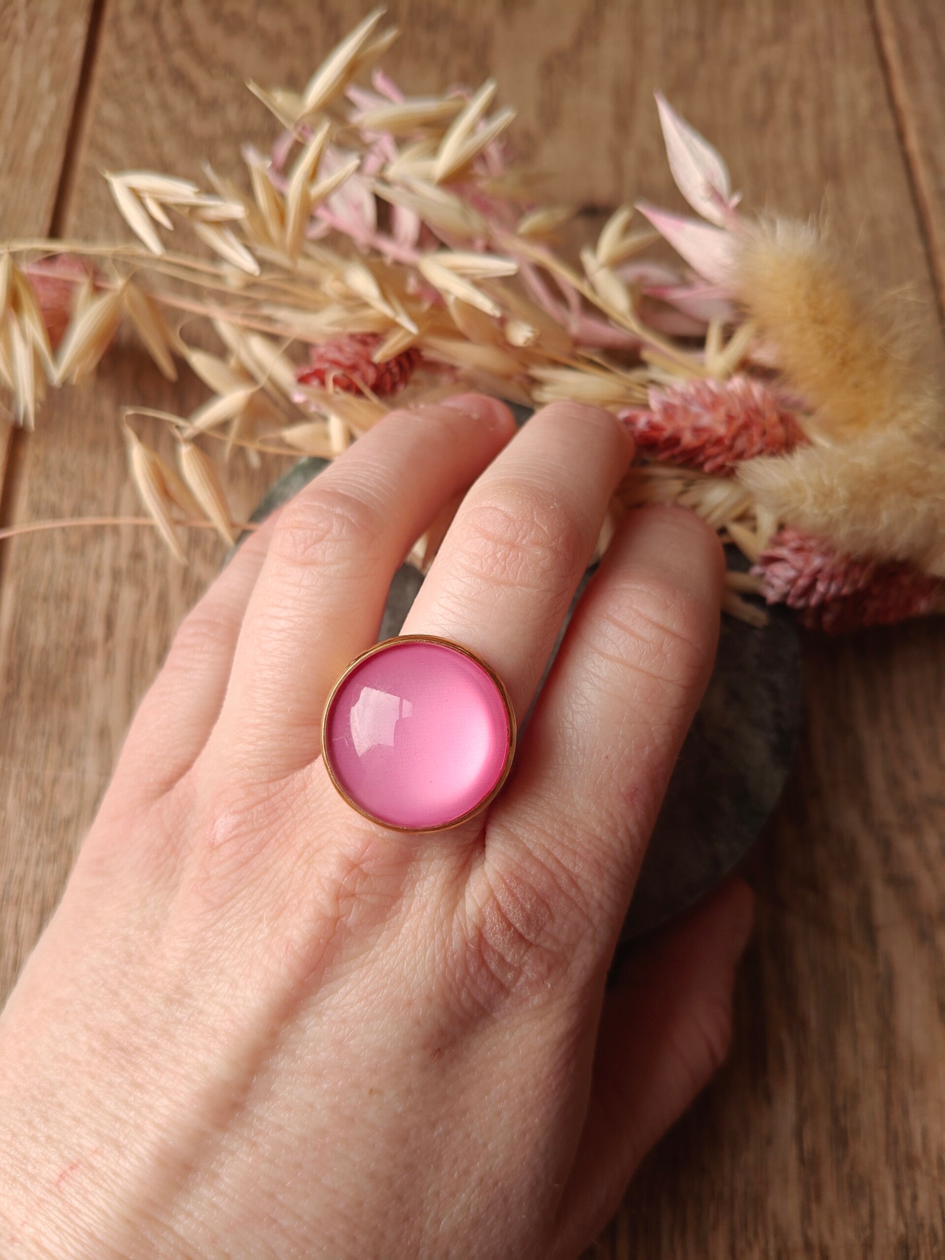 Ring RO8: roze ring verstelbaar