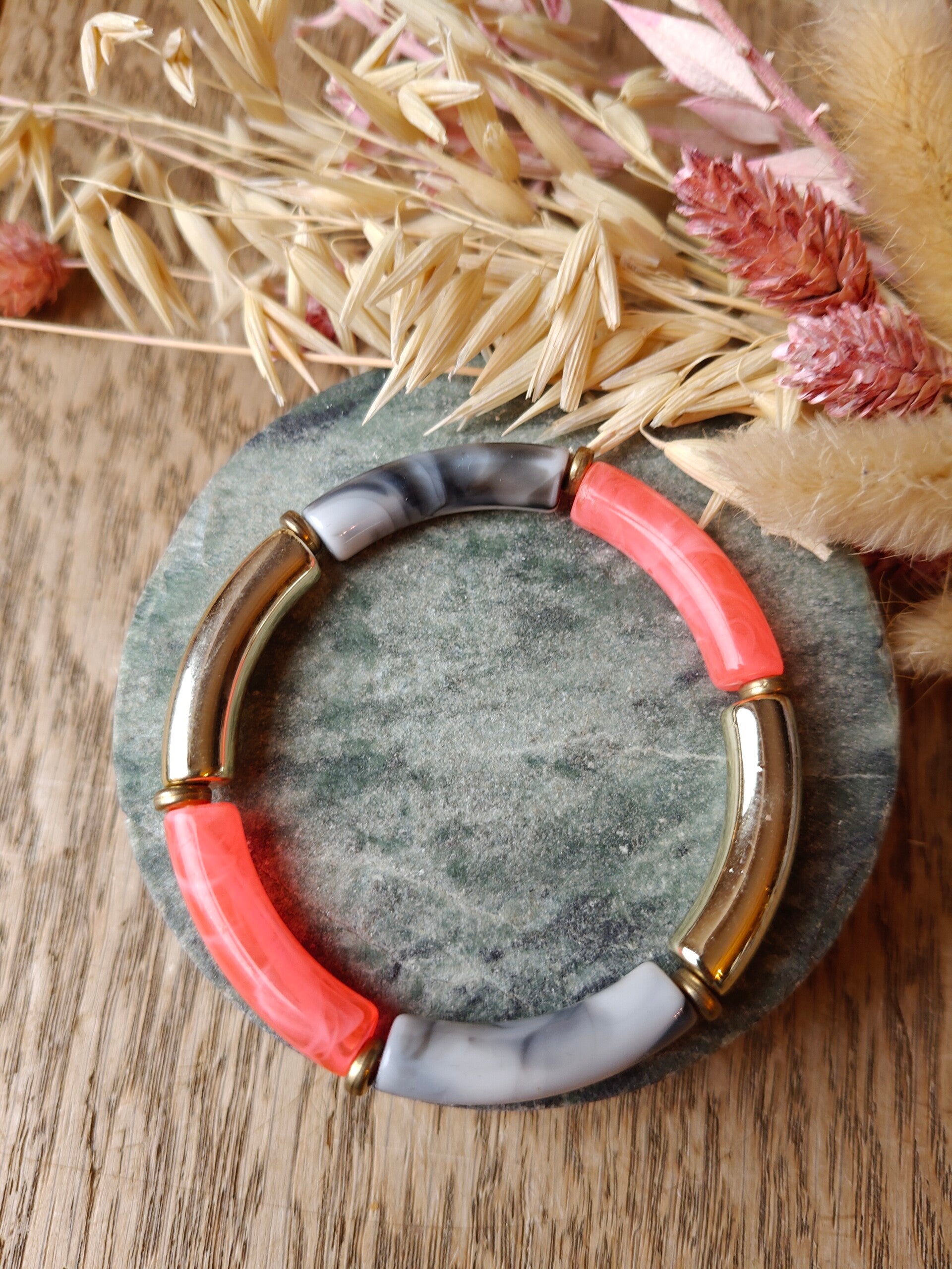 armband etalage 1 - 21: roos, grijs en goud