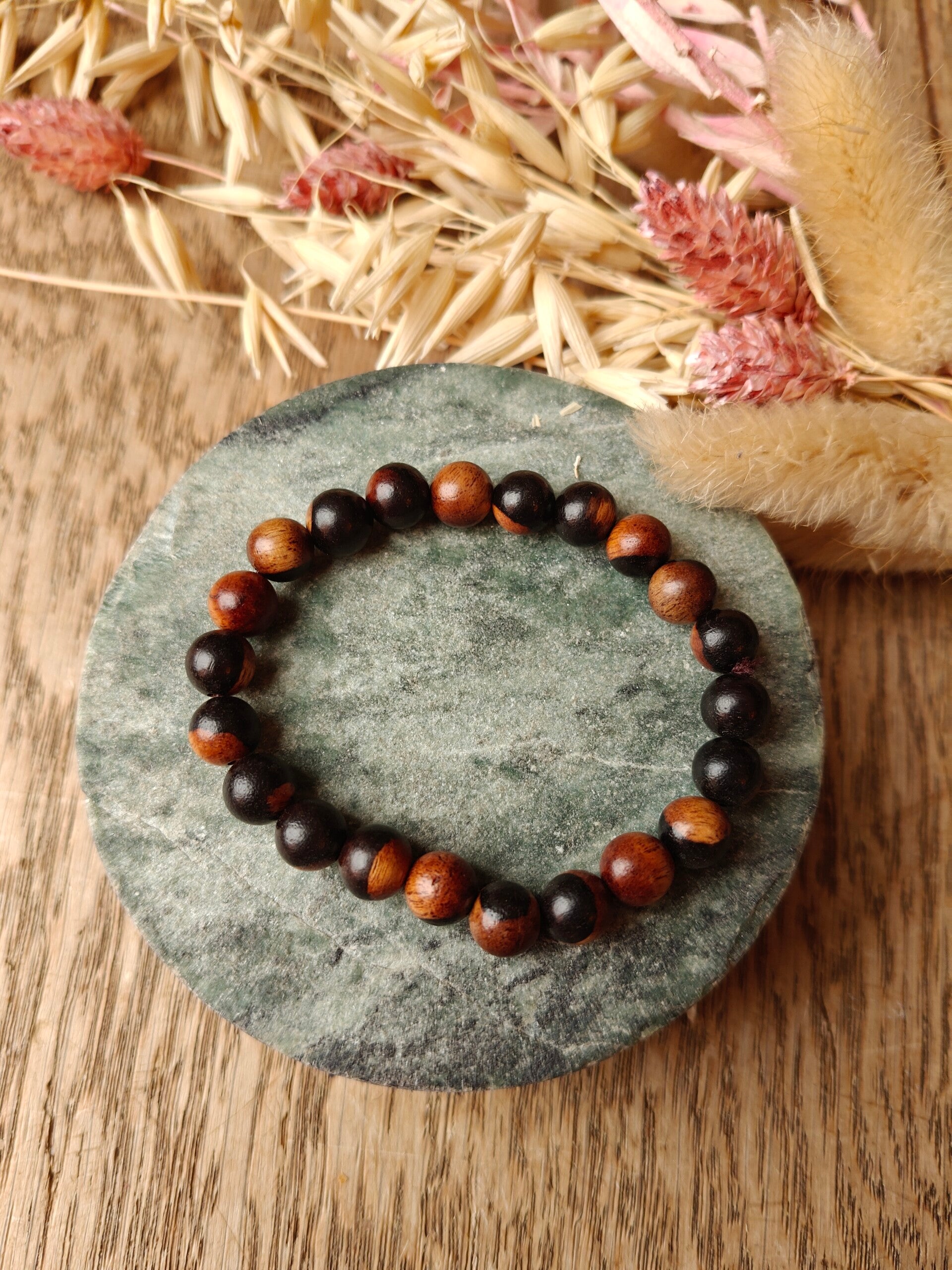 Herenarmband etage 3 - 6: houten kralen bruin