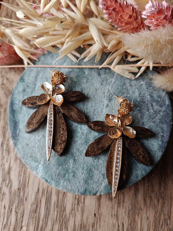 Oorbel BR16: chocoladebruine oorbel