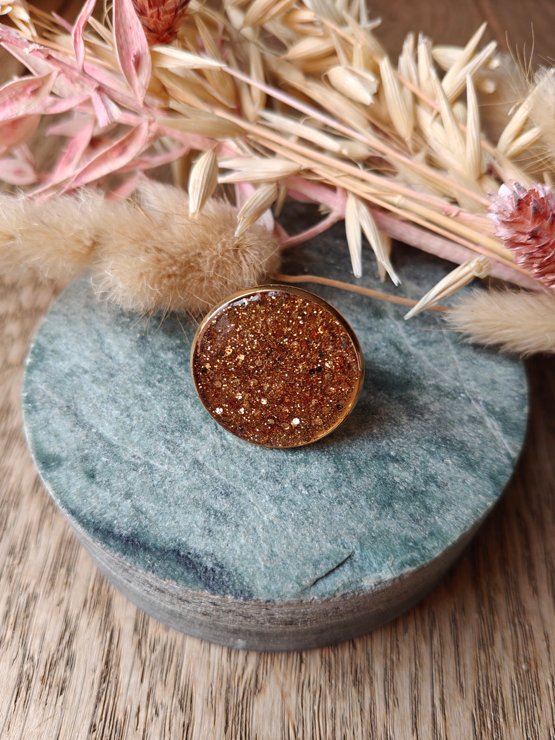 Ring G02: gouden glitterring