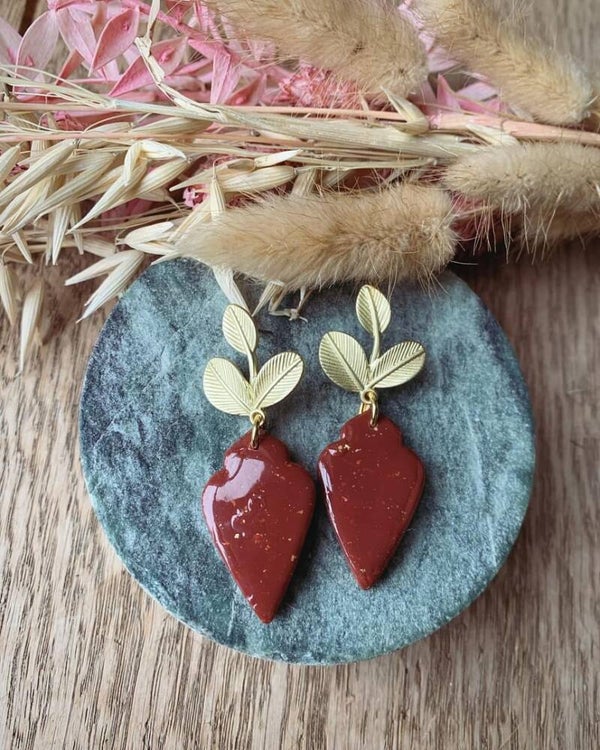 Oorbel R4: bordeaux rood