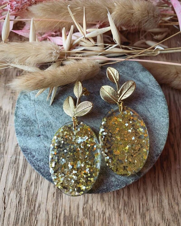 Oorbel: gouden glitter