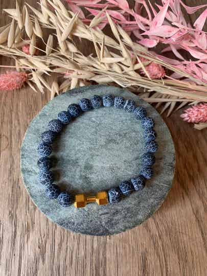 Herenarmband: blauw/wit