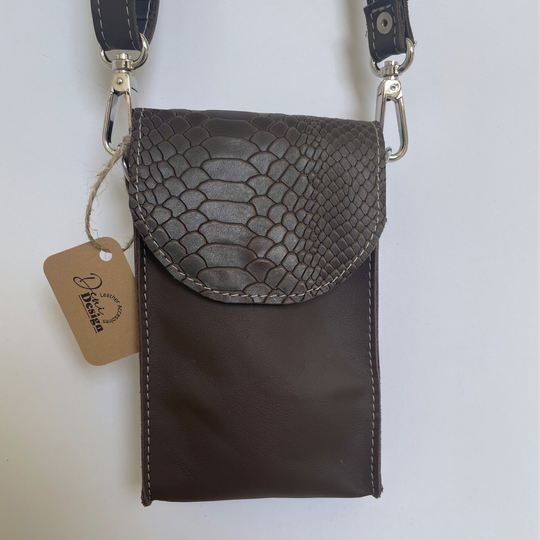 Leren tas Lotus- Donker bruin