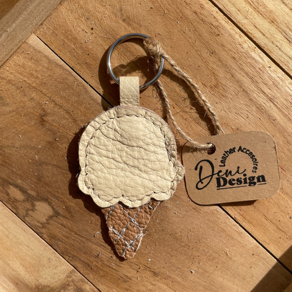 Leren sleutelhanger Ijshoorntje