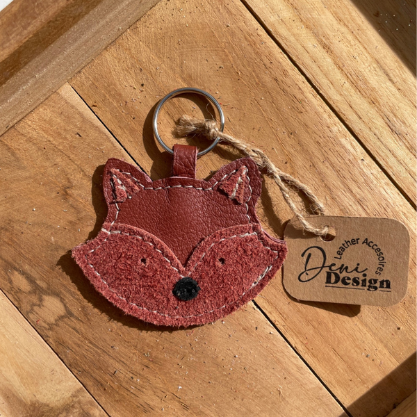 Leren sleutelhanger Vos