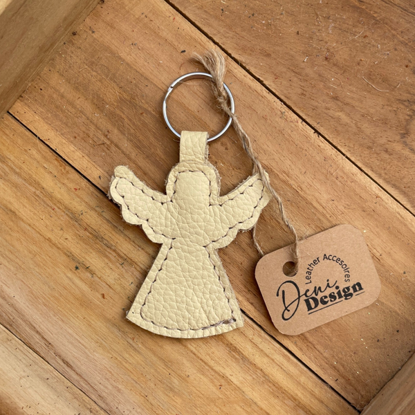 Leren sleutelhanger Engeltje