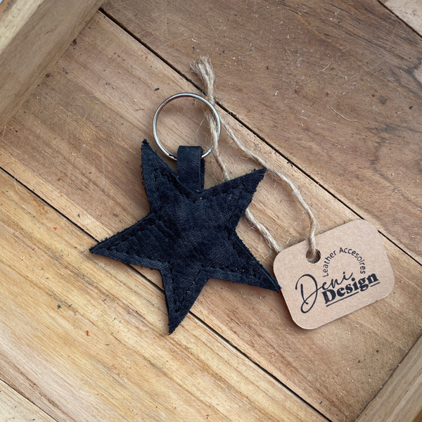 Leren sleutelhanger Ster