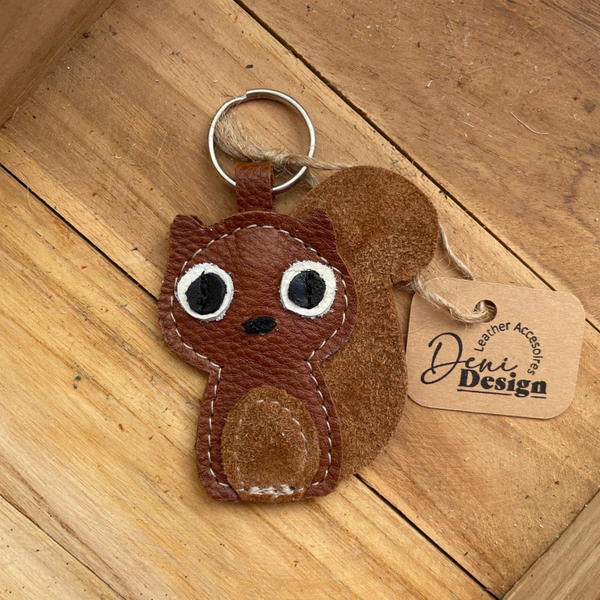 Leren sleutelhanger Eekhoorn