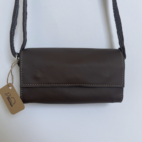 Leren tas Narcis- Donker bruin