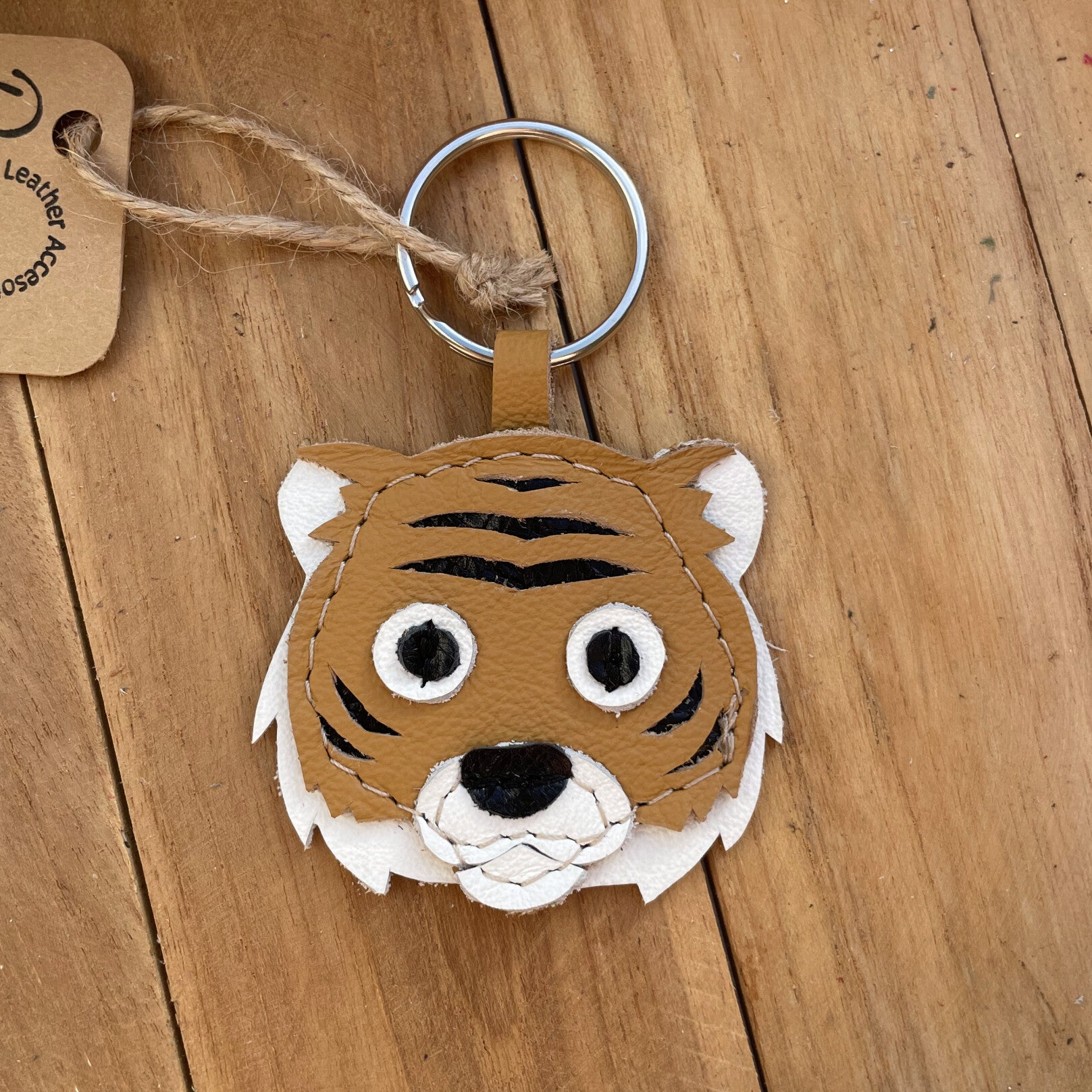 Leren sleutelhanger Tijger