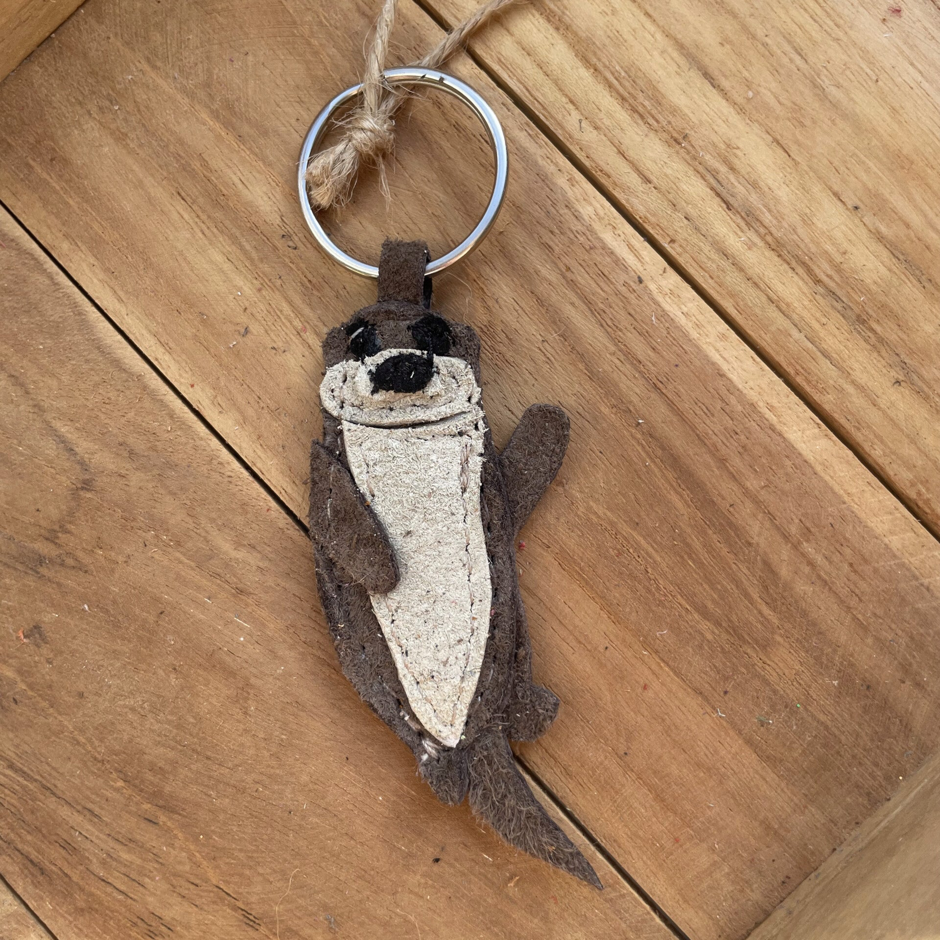 Leren sleutelhanger Otter