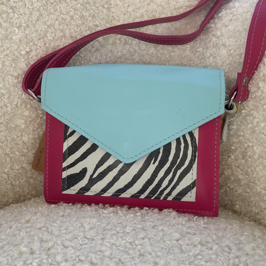 Leren tas Madeliefje Blauw