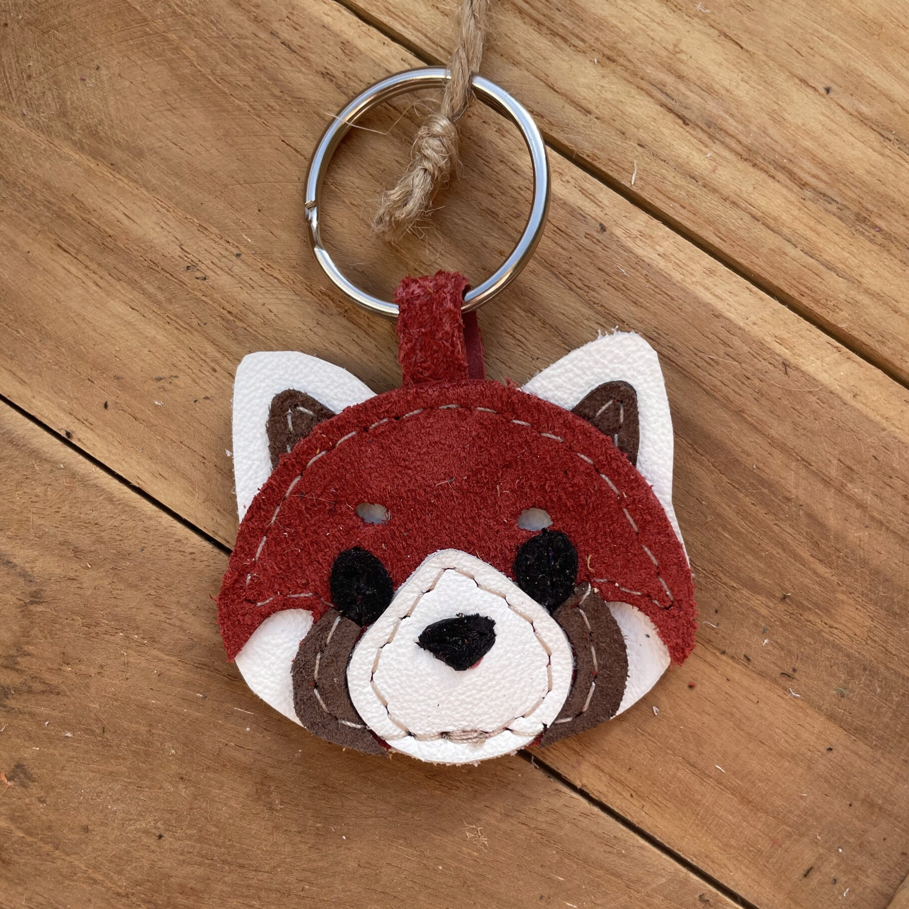 Leren sleutelhanger Rode panda