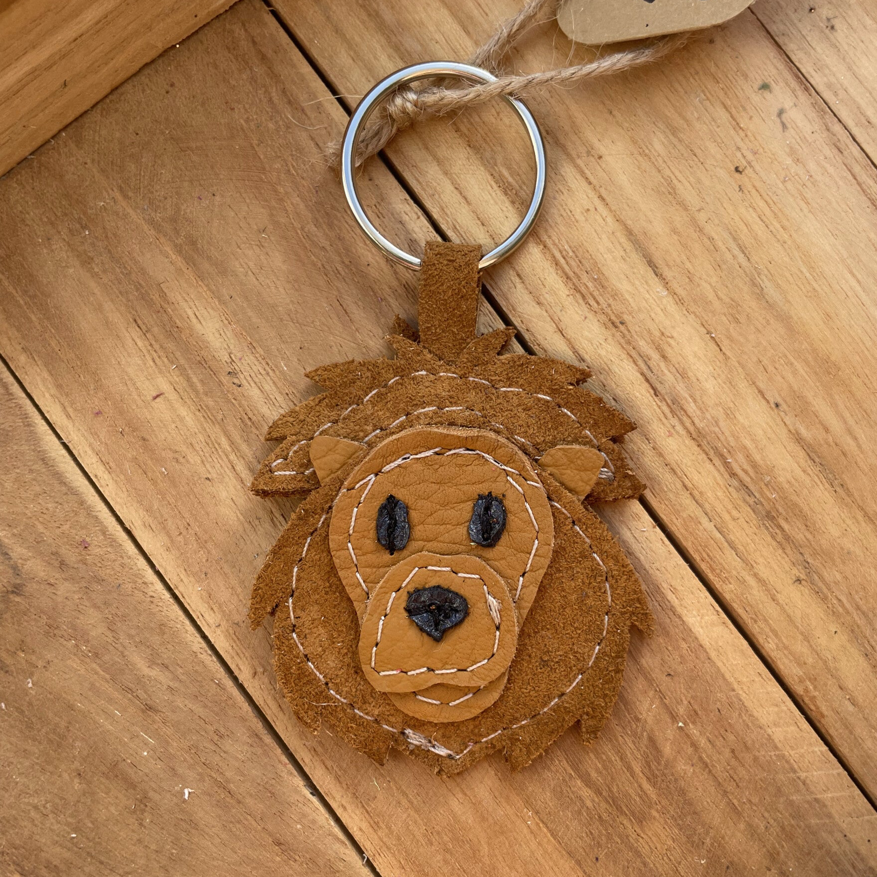 Leren sleutelhanger Leeuw