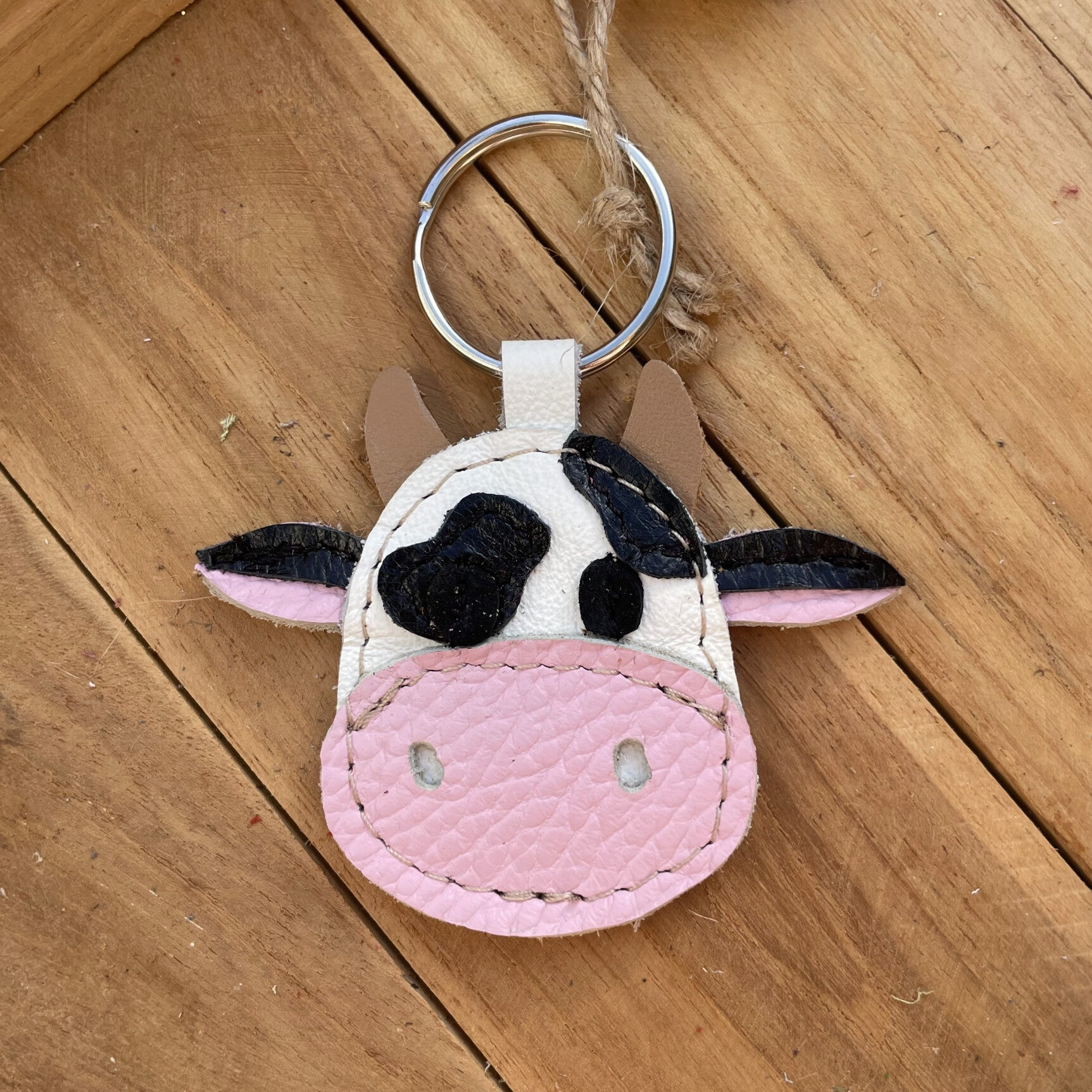 Leren sleutelhanger Koe