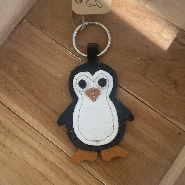 Leren sleutelhanger Penguin